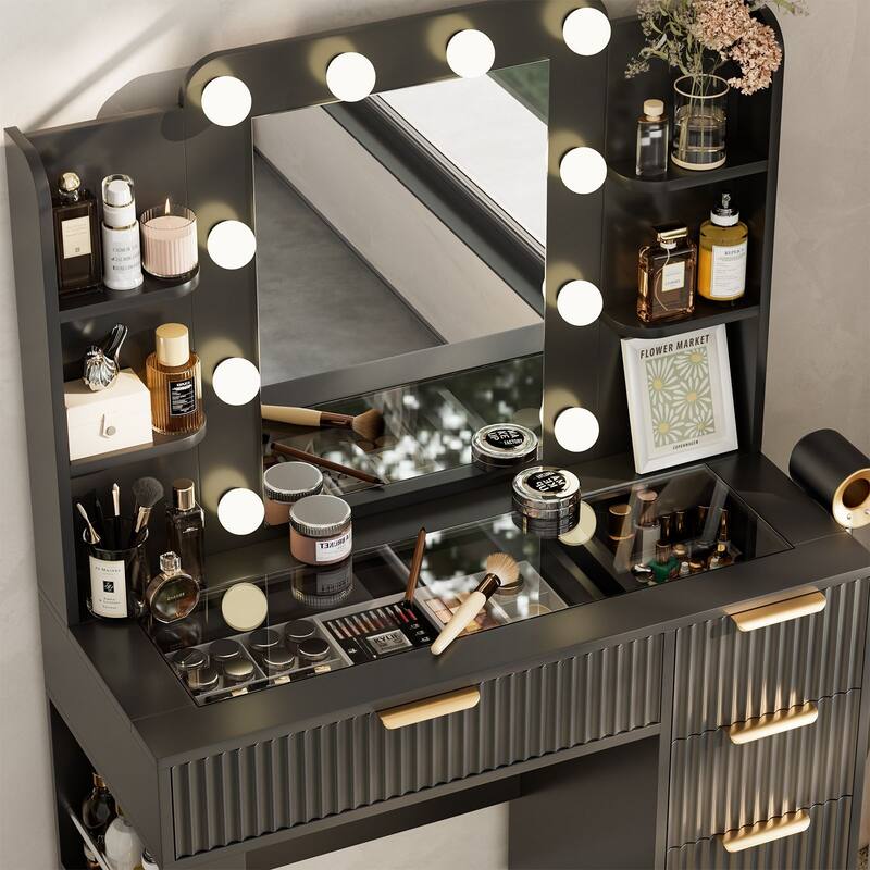 Meyreso Vanity Set With Lighted Mirror