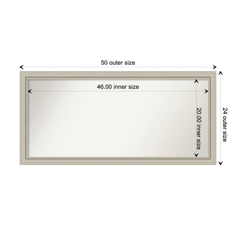 Romano Silver Narrow Framed Non-Beveled Custom Wall Mirror, Bathroom Vanity Mirror - Outer Size: 49.75 x 23.75