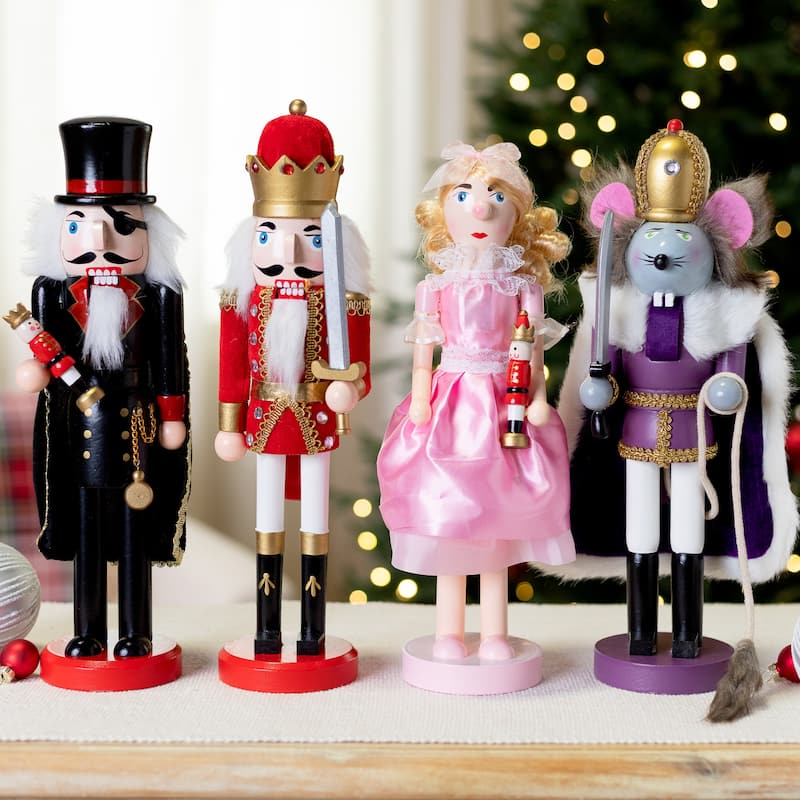 Set of 4 Wooden Nutcracker Suite Ballet Christmas Decorations