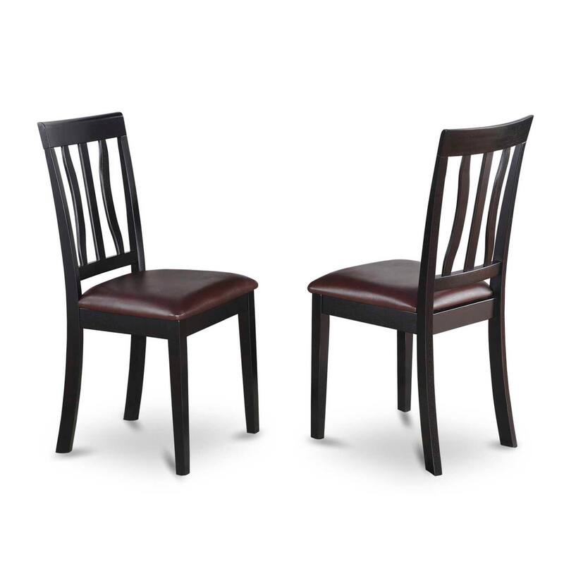 HomeStock 5-Piece Black and Cherry Finish Solid Wood Top Dining table with 4 Chairs with Slat Back
