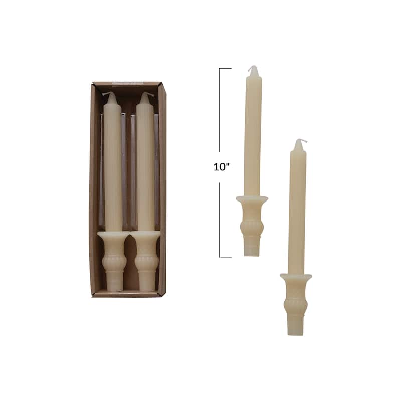 Unscented Taper Candles, Set of 2 - 1.5"L x 2.0"W x 10.0"H