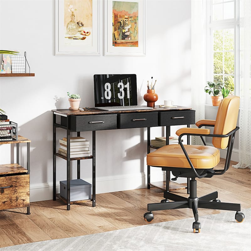 Steel Computer Desk with Drawers and Adjustable Shelves