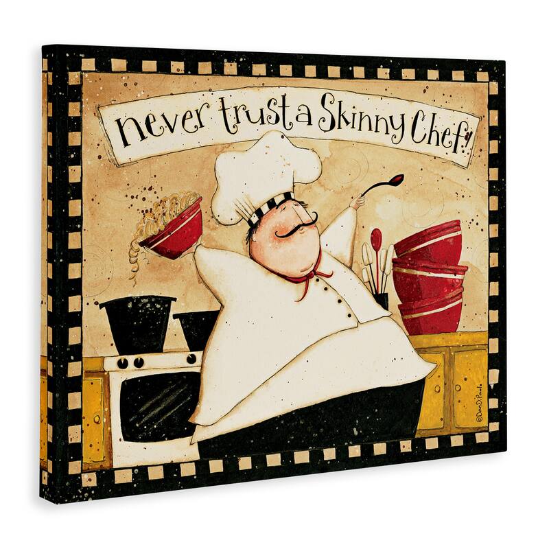 Stupell Never Trust a Skinny Chef with Happy Cook Phrase Canvas Wall Art - Multi-Color