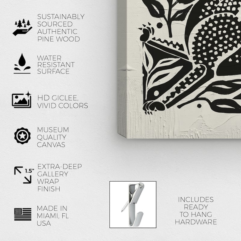 Wynwood Studio Canvas Animals Juggle Cat Imprint Black and Modern & Contemporary Wall Art Canvas Print