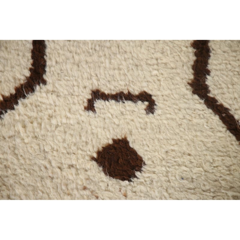 Anatolian Beige Turkish Runner Rug Handmade Geometric Wool Carpet - 3'6"x 12'4"
