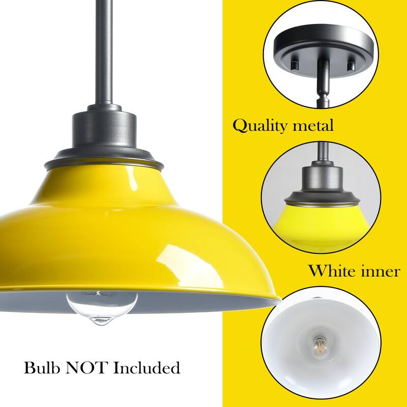 Massa Dome Pendant Light Fixture for Kitchen Island, Modern Metal Hanging Light with Rod