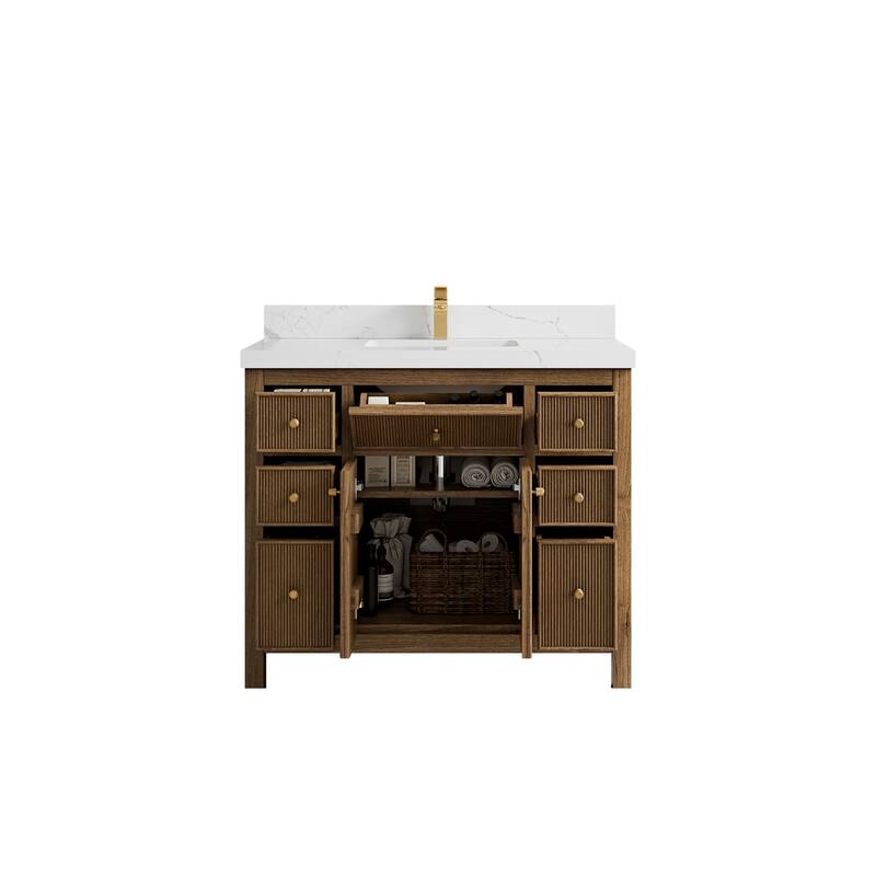 Willow Collections 42 in. W x 22 in. D Sonoma Teak Single Sink Bathroom Vanity with Countertop