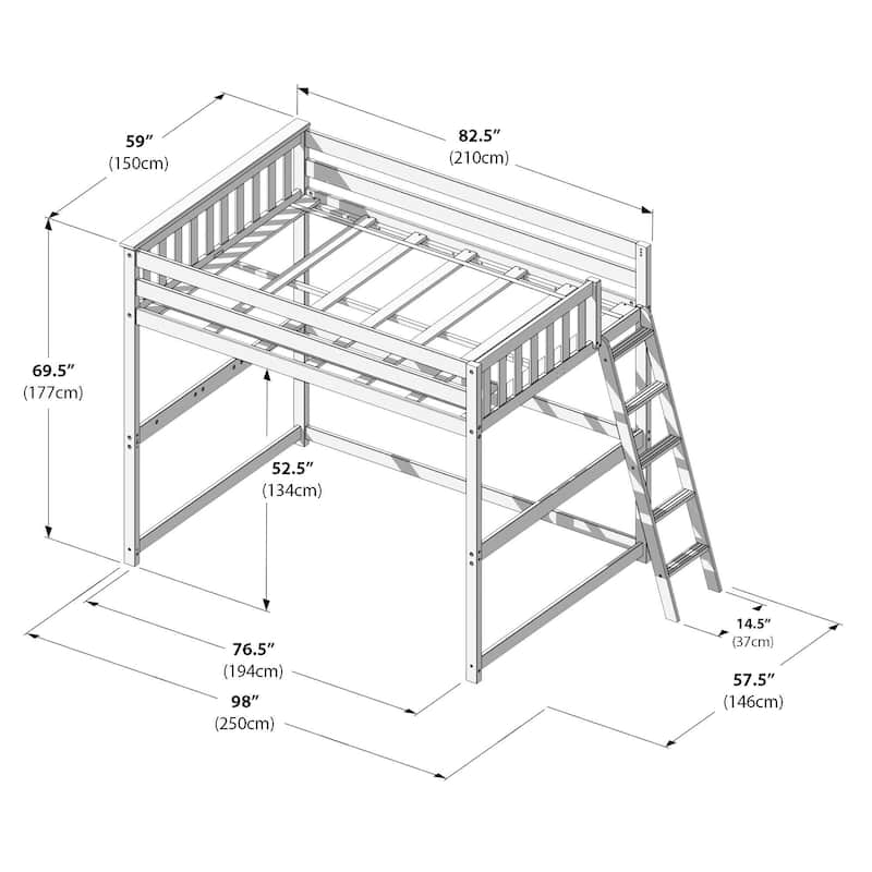 Max and Lily Full-Size High Loft Bed