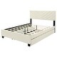 preview thumbnail 3 of 8, Flannel Platform Queen Bed Frame with Twill Headboard Trundle Drawers