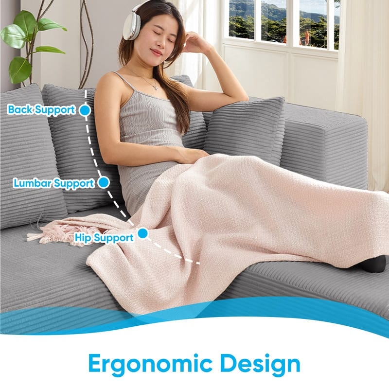 Minimalist 135" Oversized Modular Sofa, 4-Pieces Free Combination, No Assembly Required - U-Shaped Sofa
