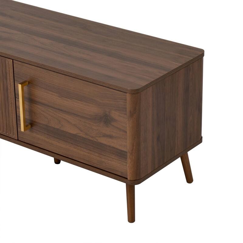 78" Modern TV Stand for TVs up to 85", with Fluted Doors, Cable Management, Soft-Closing Hinges & Solid Wood Legs