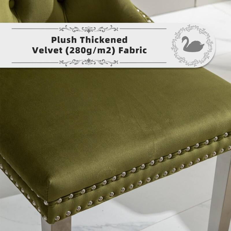 Tufted Naliheads Solid Wood Upholstered Dining Chairs (Set of 8)