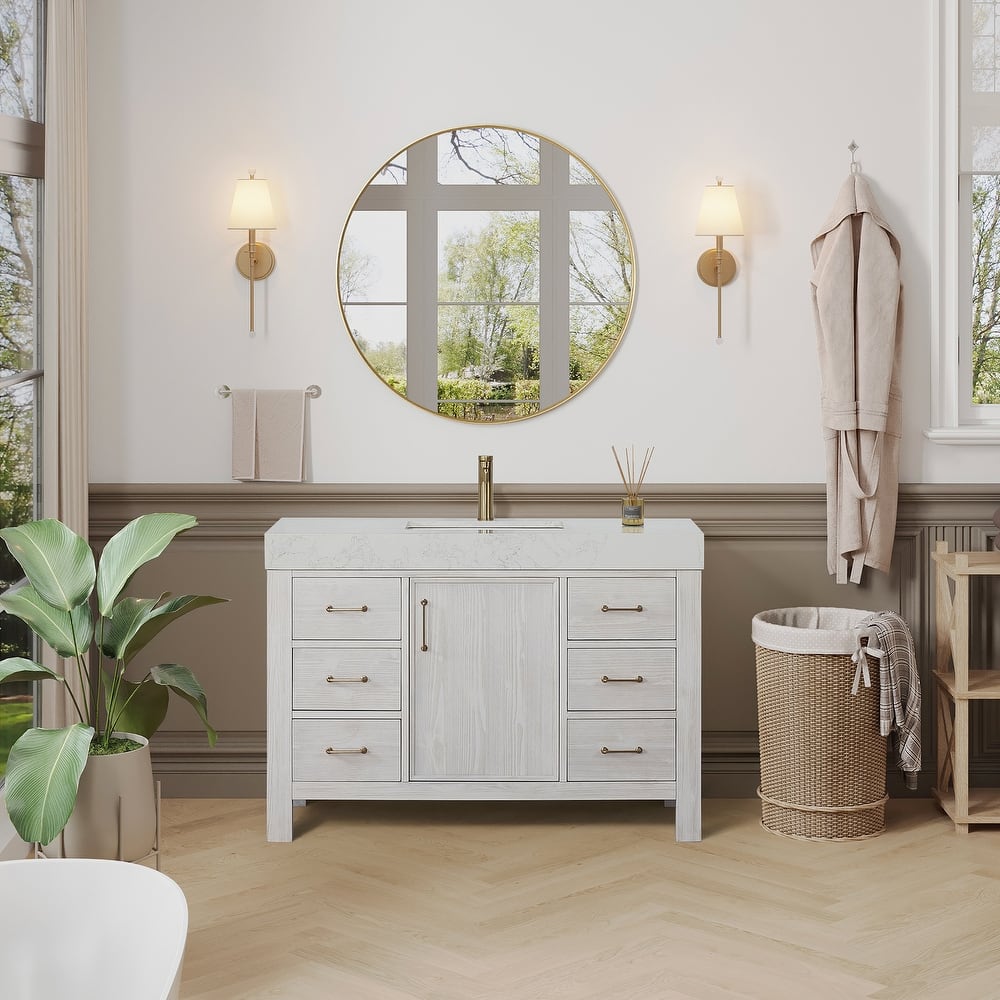 Leon 48 in. Single Bathroom Vanity with Composite Stone Top