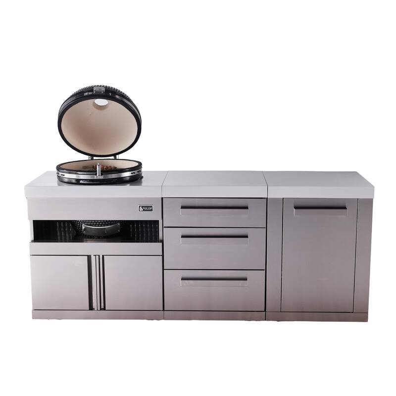 Mont Alpi Premium 83" Heavy Duty Kamado Charcoal Smoker BBQ Grill Module for 18-inch Big Green Egg Outdoor Kitchen Island Cart