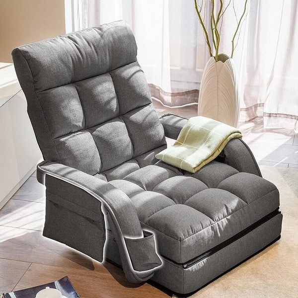 slide 2 of 13, Adjustable Floor Chair Folding Lazy Gaming Sofa Chair with Pillow and Storage Bag