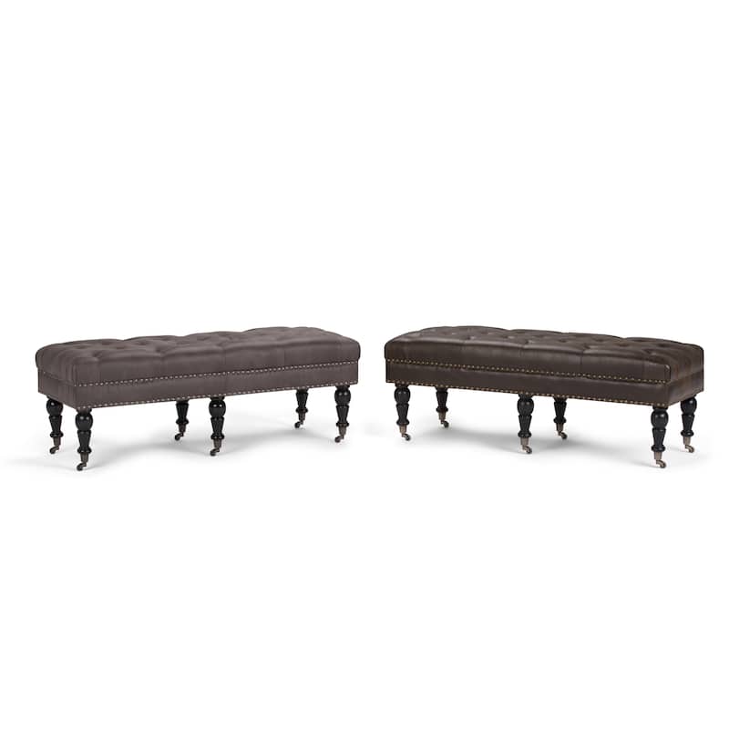 WYNDENHALL Donovan 49 inch Wide Traditional Rectangle Ottoman Bench Faux Leather