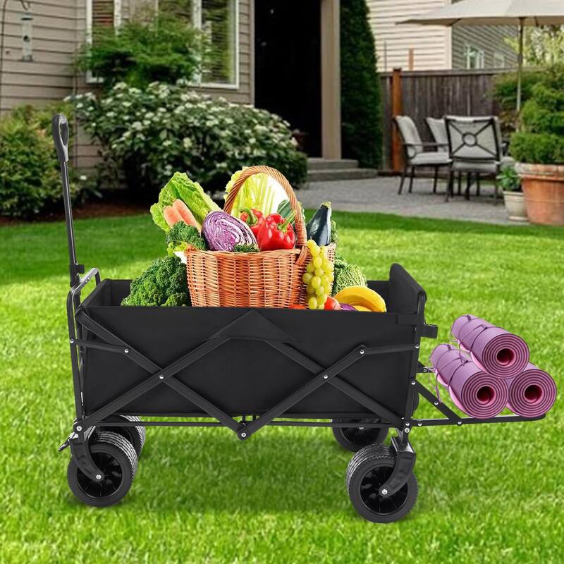 Collapsible Folding Wagon Cart Heavy Duty Utility Beach Wagon with Big Wheels Outdoor Foldable Wagons Carts for Garden Grocery