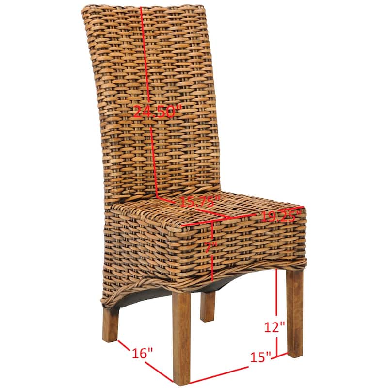 SAFAVIEH Kathi Isla Wicker Brown High Back Dining Chair (Set of 2) - 18.5" x 20.9" x 42.1" - 19Wx21Dx42H