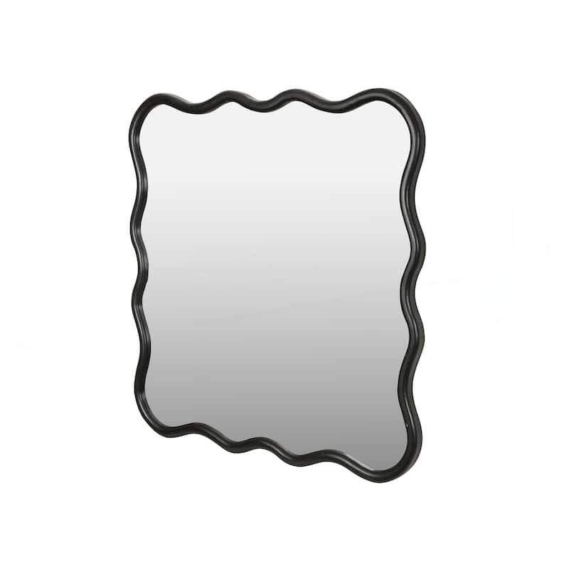 Solid Wood Wavy Square Mirror