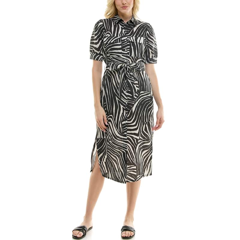 Nicole Miller Linen Belted Shirtdress