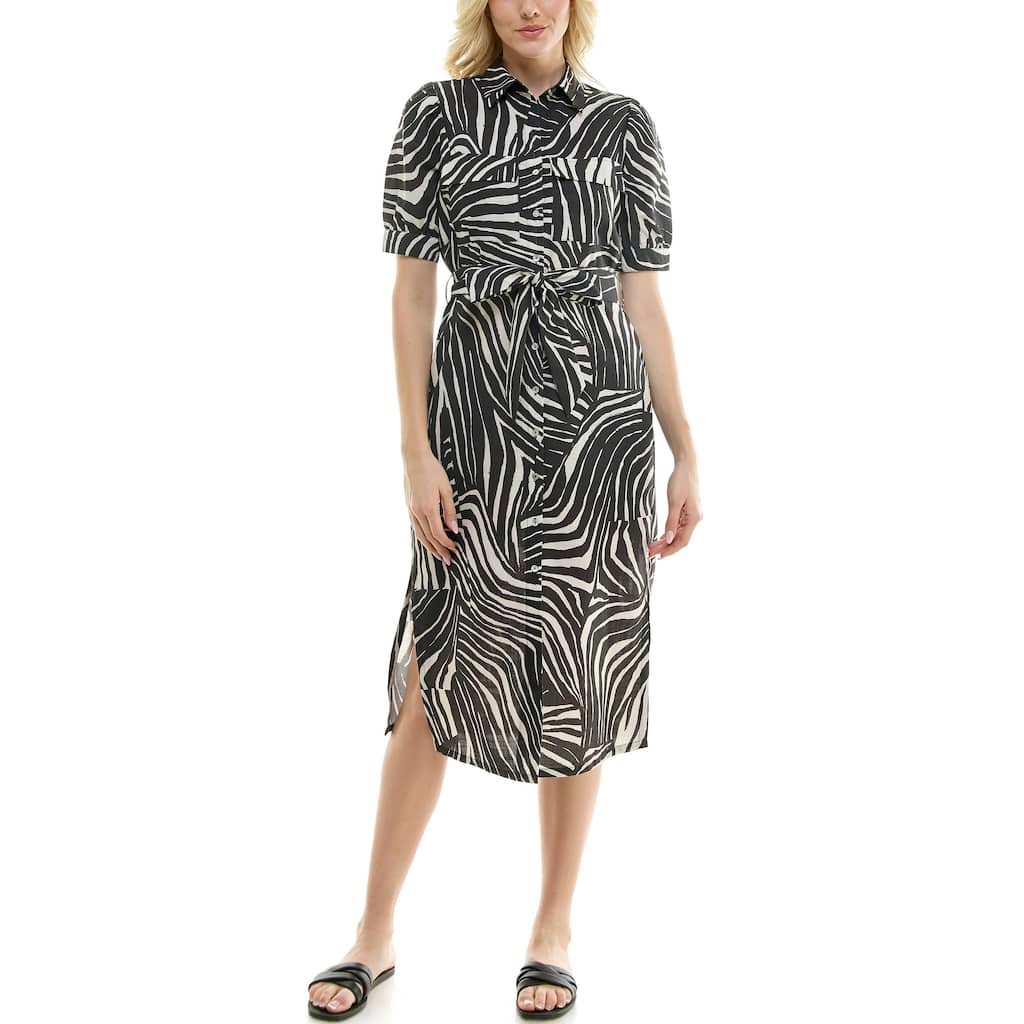 Nicole Miller Linen Belted Shirtdress