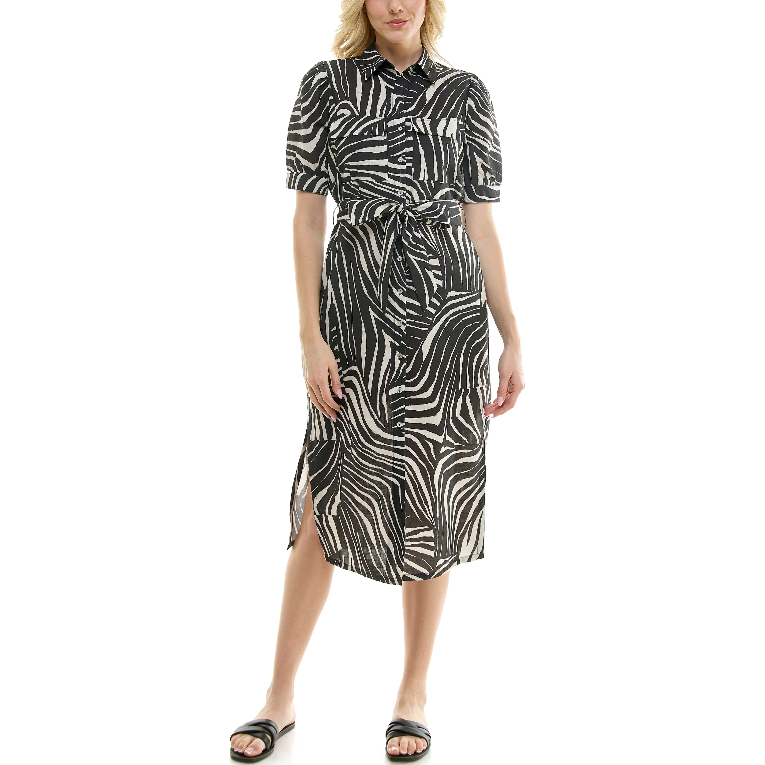 Nicole Miller Linen Belted Shirtdress