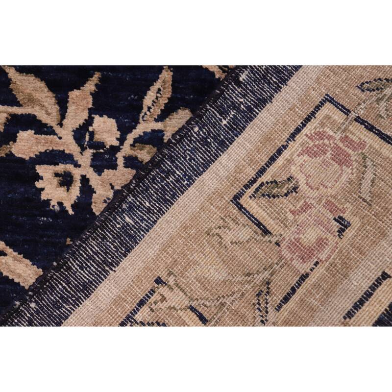 Hexagonal Trellis Floral Hand-Knotted Wool Area Rug