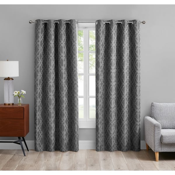 slide 1 of 6, Blackout Window Curtains With Modern Print Design (Set of 2) 52"x84" - Slate