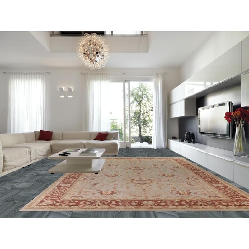 Vegetable Dye Heriz Serapi Oriental Large Rug Hand-knotted Wool Carpet - 12'0"x 17'6"