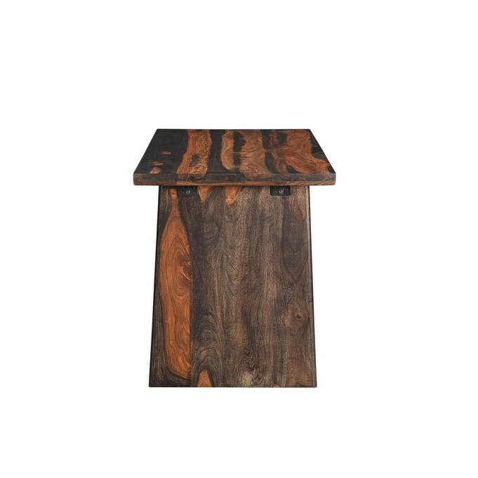HomeRoots 54" Brown Live Edge Solid Wood Writing Desk With Three Drawers