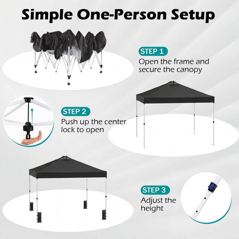 Gymax 10x10 FT Pop Up Canopy Tent 1-Person 1-Button Push Instant Setup