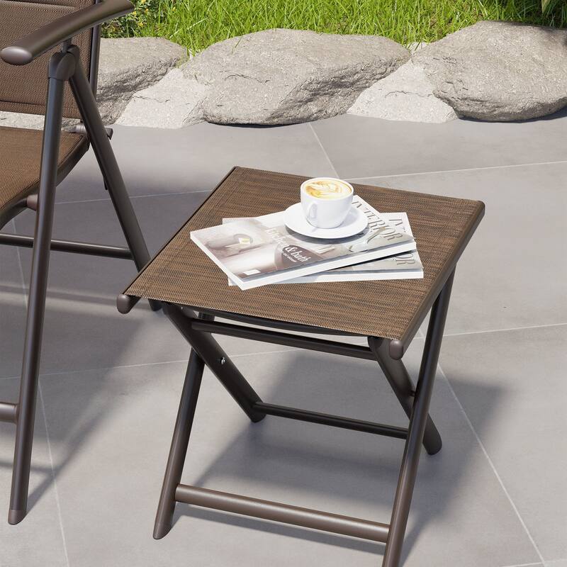 Outdoor Picnic Camping Portable Folding Small Side Table or as Footrest, Footstool - 17.1 In. L X 14.8 In. W X 16.3 In. H