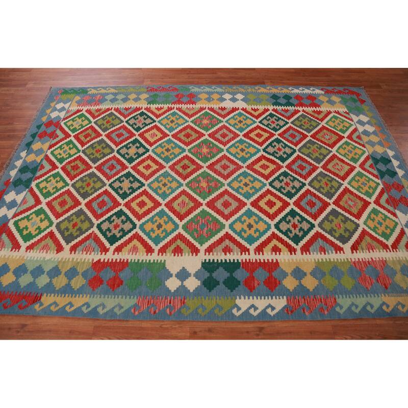 Kilim Oriental Area Rug Flatweave Wool Carpet - 5'11" x 8'3"