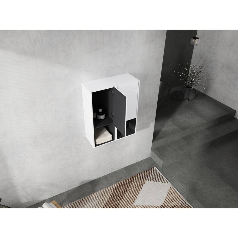 12" Bathroom Side Cabinet,2-Soft Close Doors,Float Mounting Design