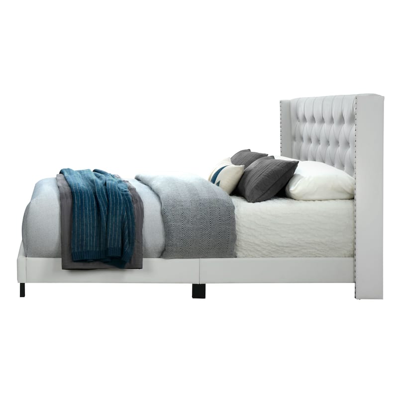 Bardy Upholstered Button-tufted Wingback Bed - Queen or King