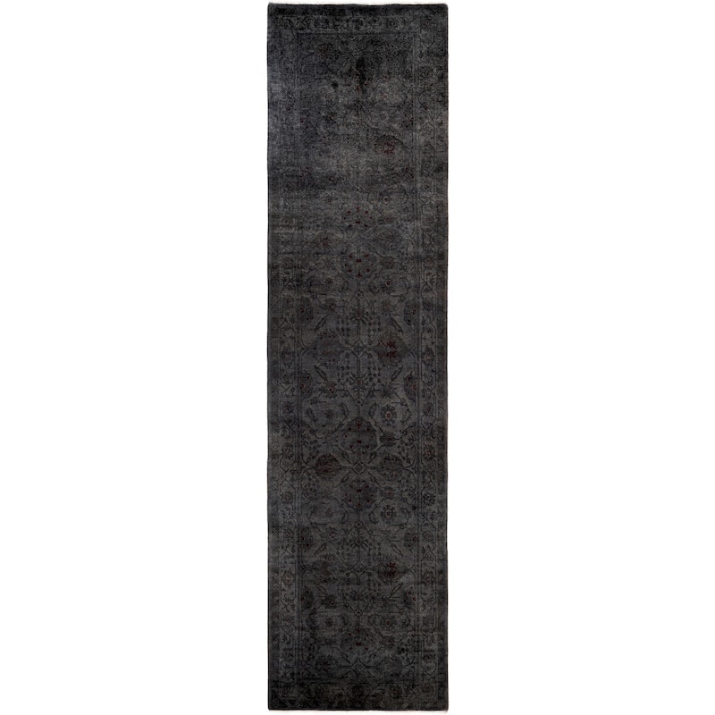Overdyed One-of-a-Kind Hand-Knotted Area Rug - Gray - 3' 0" x 11' 10"