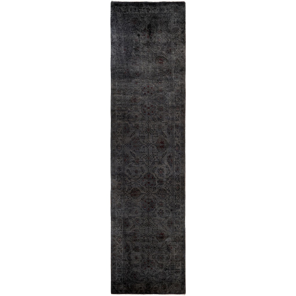 Overdyed One-of-a-Kind Hand-Knotted Area Rug - Gray - 3' 0" x 11' 10"