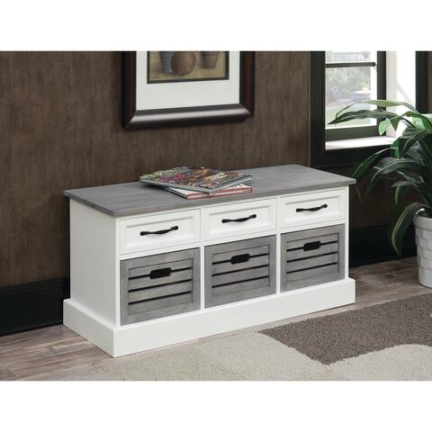 Traditional White and Grey Cabinet - 39.25" x 13.75" x 17.75"