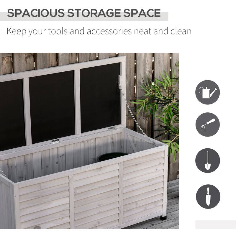 Outsunny 50" x 22" Wooden Outdoor Storage Deck Box with Large Open Space, Aerating Gap & Weather-Fighting Finish