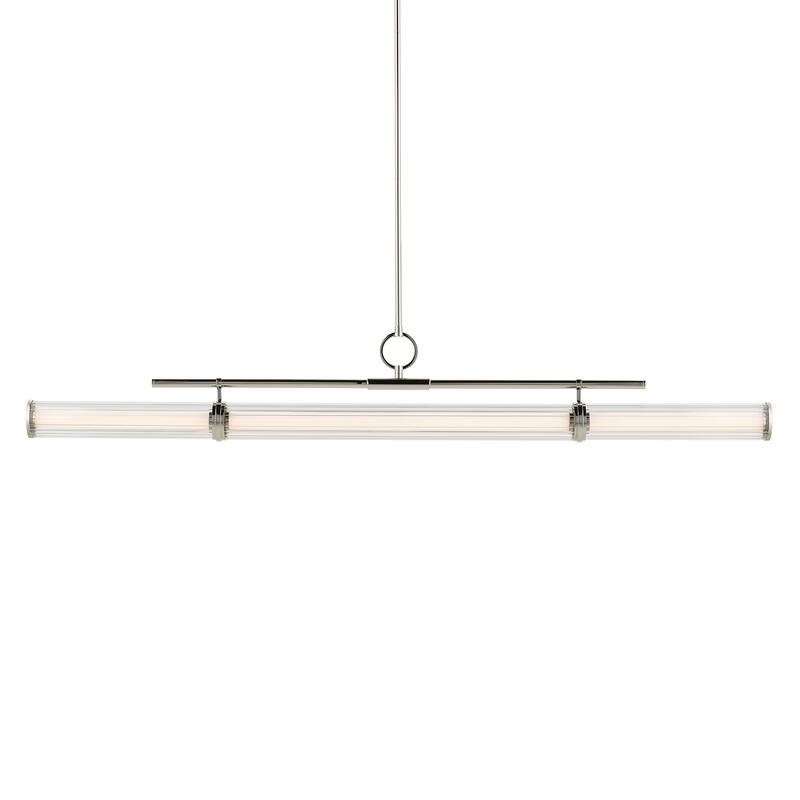 Riven 60.25 Inch LED 1 Light Linear Chandelier with Clear Fluted Glass in Polished Nickel