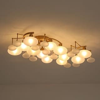 Mid-century Glam 12-Light Oval Frosted Glass Semi Flush Mount - 30.7 in