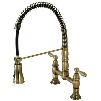 Kingston Brass Heritage Two-Handle Deck-Mount Pull-Down Sprayer Kitchen Faucet