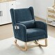 preview thumbnail 11 of 28, Reclining Glider Rocking Chair with Extendable Footrest, High Backrest & Side Storage Pocket Blue