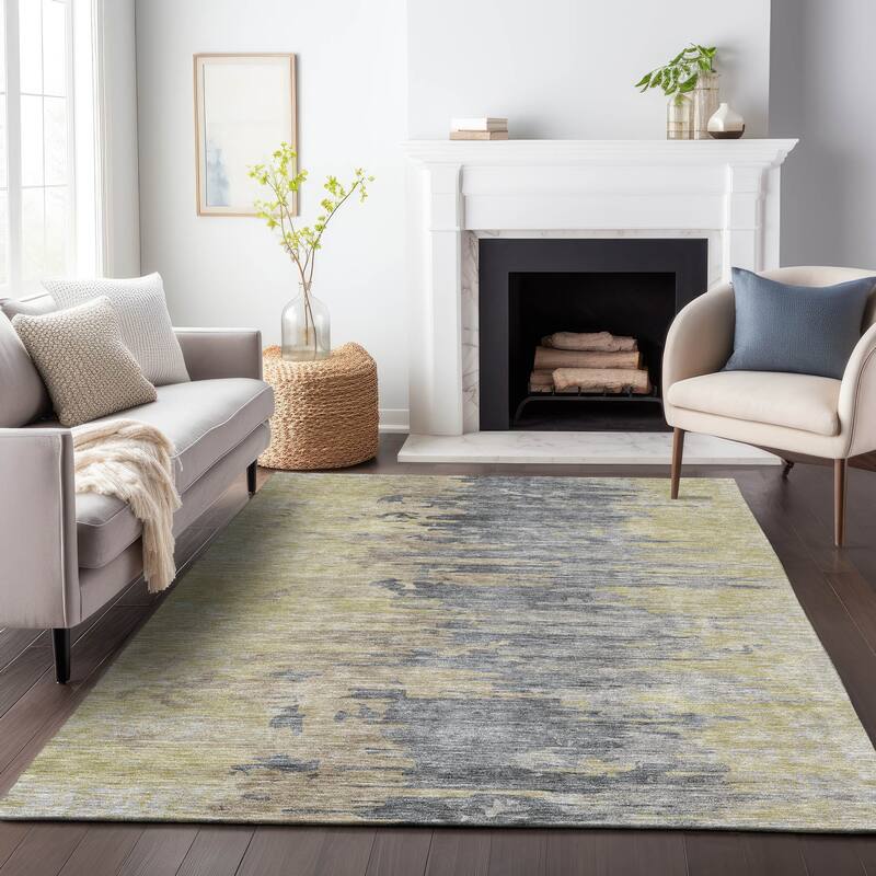 Premium Washable Super Soft Abstract Prints Mayfield Rug - Pewter - 10' x 14'