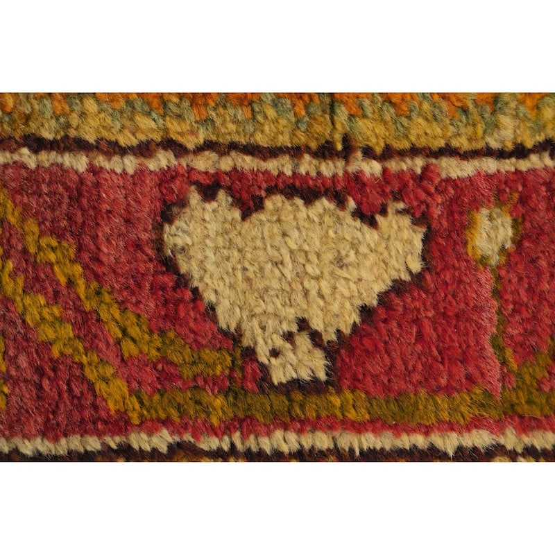 Hand Knotted Oriental 100% Wool Carpet Transitional Floral Red Oushak Runner Rug - 11' 11'' X 3' 2''