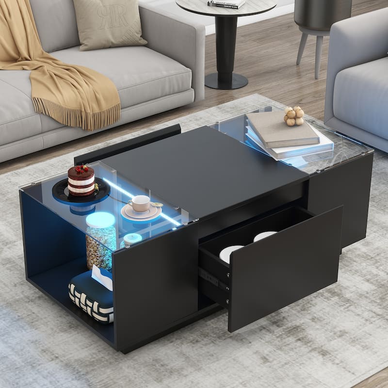 High-Gloss Center Table with 2 Hidden Drawers