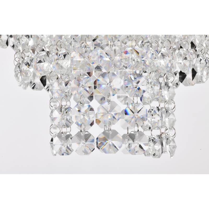 Chrome Finish 1-Light Glam Mini Chandelier with Tier Cascading Crystals