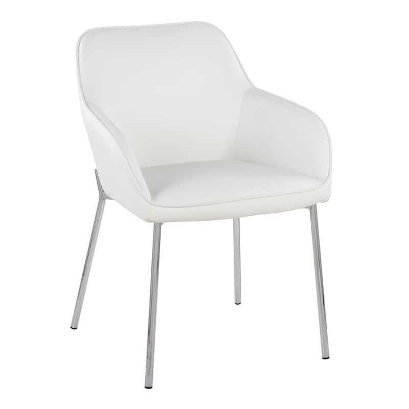 Silver Orchid Galotti Chrome Upholstered Dining Chair (Set of 2) - White Faux Leather
