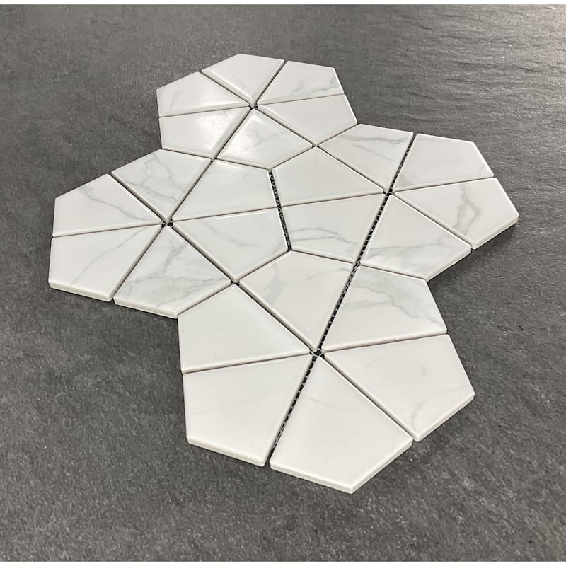 Porcelain Mosaic Tiles - White Diamond Mosaic Tiles