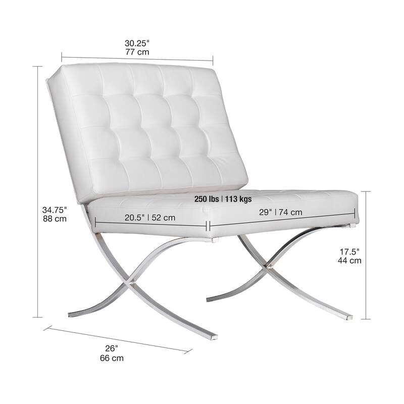 Attriom Bonded Leather and Metal Armless Mid Century Accent Chair - 30.25 x 26 x 34.75"